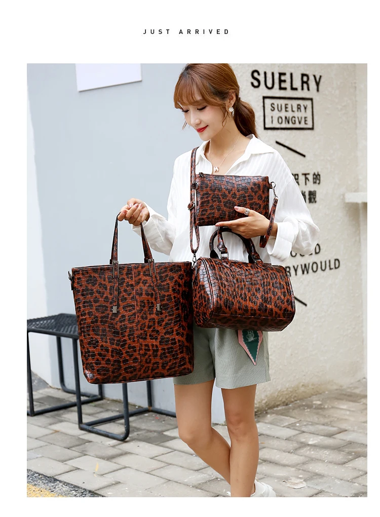 3 шт. женская сумка из ПУ кожи семейная с леопардовым принтом через плечо