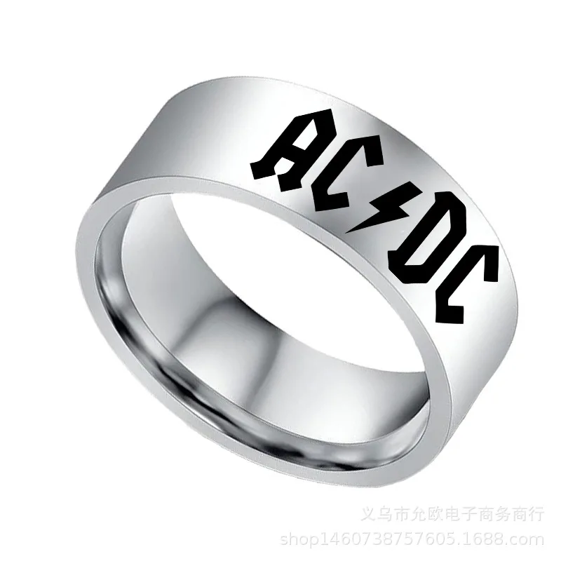 Мода панк Ретро стиль мужская кольцо рок группы AC/DC выполненное из нержавеющей