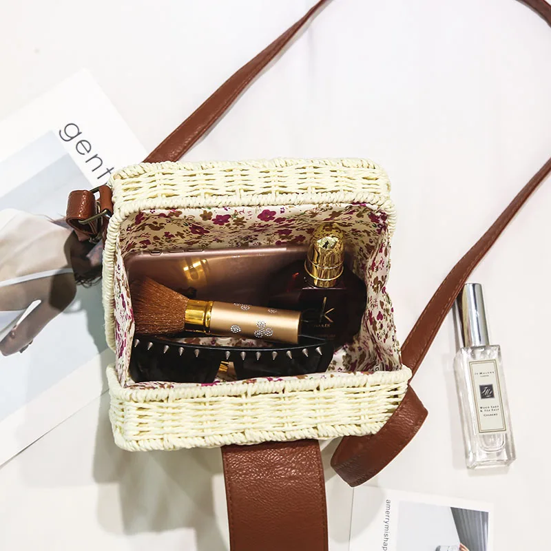 

Mini Cute Straw Bag Women Summer Rattan Bag Purse Bascket Beach Bag Shoulder Messenger Bags Small Straw Weave Flap Designer Sac