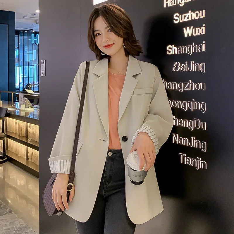 

Korean loose oversize Split Sleeve blazer for women Cotton office wear Formal Suit Jackets plus size Female Casual Coats S0061