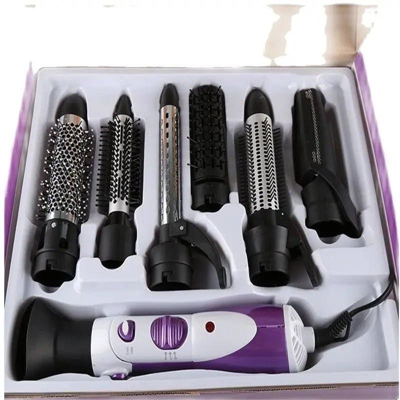 

Electric Ionic Hot Air Brush Blowing Hairdryer Rotating Wave Hair Blow Dryer Curler Straightener Styling Hairbrush Salon 7 in 1