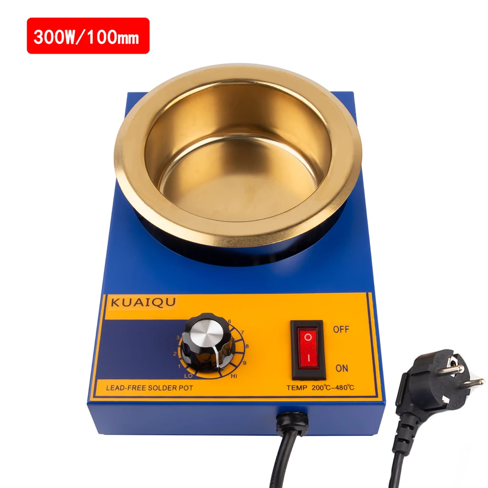 

300W/250W/200W/150W 100mm Soldering Desoldering Stainless Steel Plate Solder Pot Desoldering Bath 200-480°C 220V