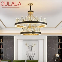 oulala chandelier crystal pendant lamp postmodern home led leather light fixture for living dining room