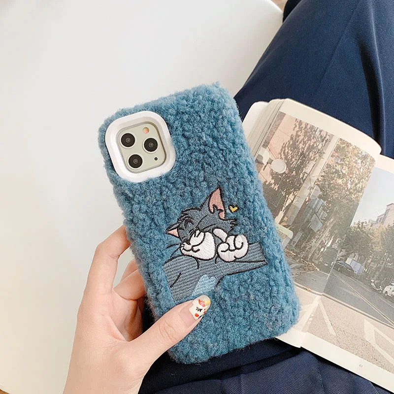 Осенне зимний плюшевый Кот и мышь для iPhone 11 pro max xs xr чехол телефона анти осень 6s 7 8