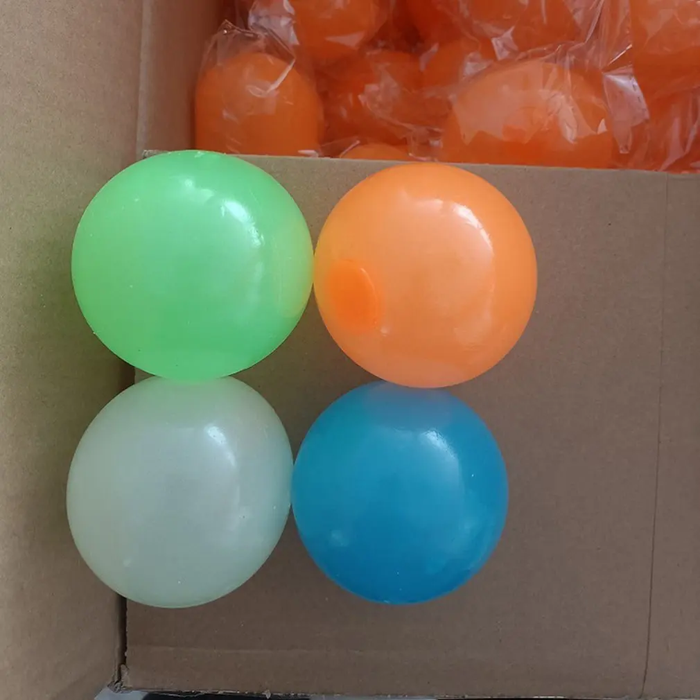 

4pcs Ceiling Sticky Balls Glow Squishy Stress Balls Gobbles Sticky Balls Stress Relief Balls Glowing Fidget Toys