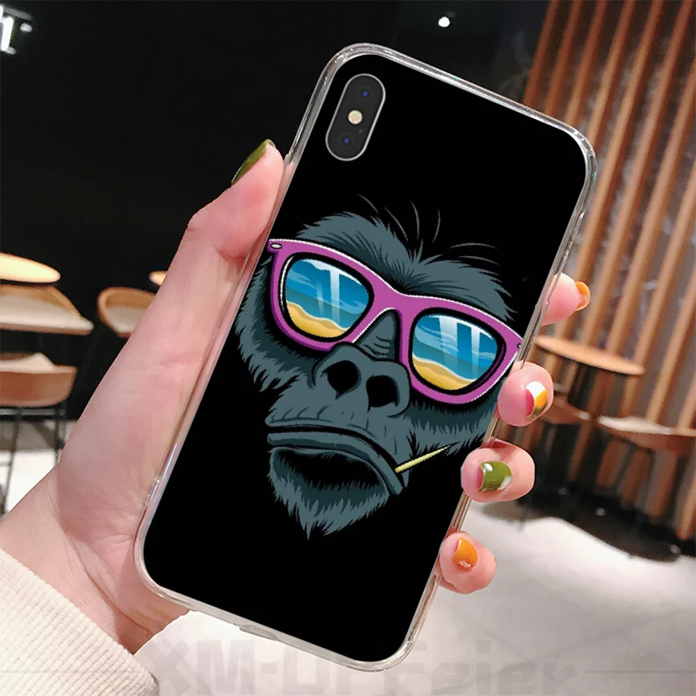 Reayou Monkey Gorilla Ape Baby Drawing TPU Soft Rubber Phone Cover for iPhone 11 pro XS MAX 8 7 6 6S Plus X 5 5S SE XR cover | Мобильные