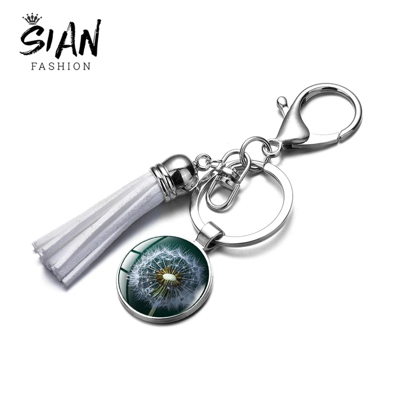 Азиатских красивые Одуванчик брелок прелестное растение из кабошона и