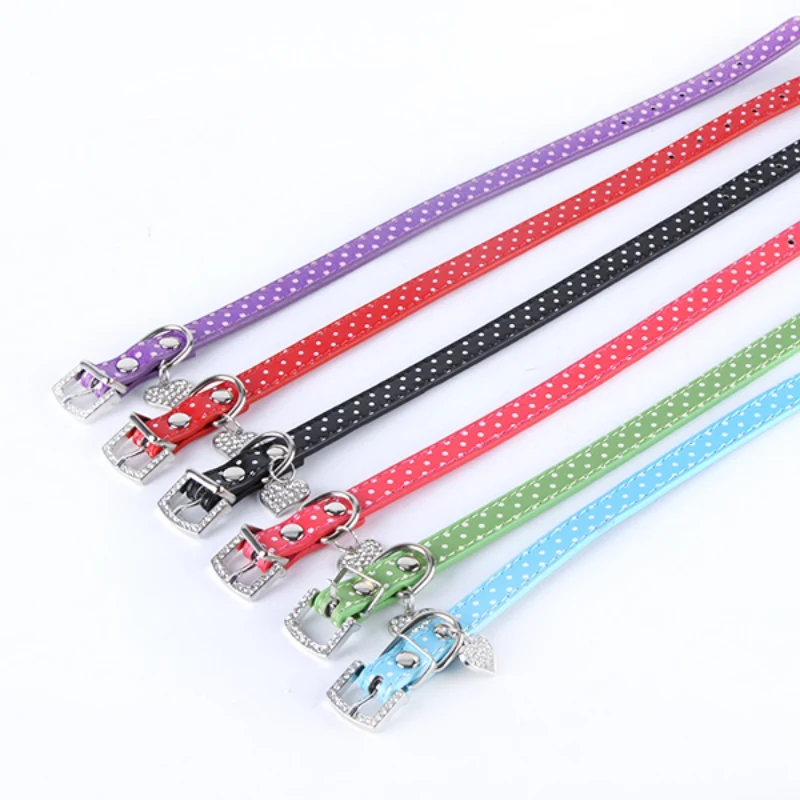 Ошейник для собак подвеска в форме сердца с кристаллами маленький ошейник кошек