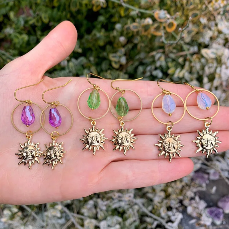 

Серьги с дизайном «солнце» | Светильник лые серьги с бусинами солнце | Бог Солнца Аполлон необычные и интересные серьги