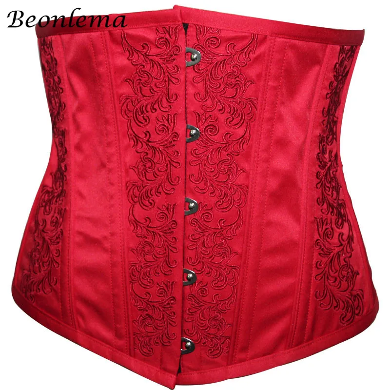 Red Beonlema, Женский корсет под грудь, стальная кость, стимпанк, сексуальные корсеты, Черный готический корсет для похудения, женский красный корсет, S-2XL - Цвет: Red