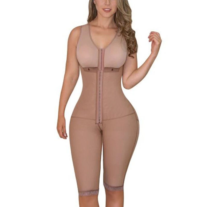 

Women's Pink Front Opening Back Dividing Line With Zipper Ladies Bodysuit Lace Trim Lose Weight Slim Down Fajas Colombianas