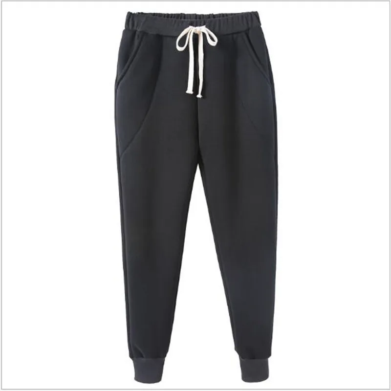 Женские свободные брюки-шаровары кашемировые утепленные брюки высокого