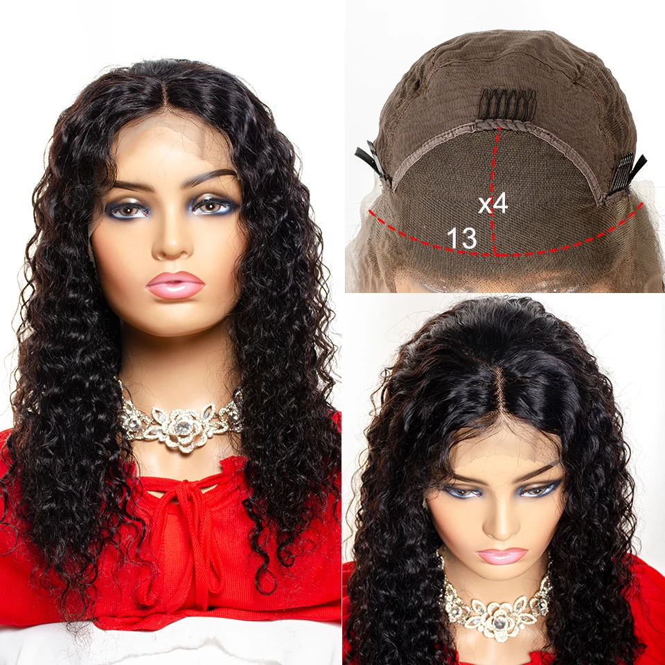 Brazilian Kinky Curly Human Hair Wigs Remy Middle Part Lace Wigs For Black Women 13x4 Lace Front Wig 4x4 Lace Closure Wig 150%