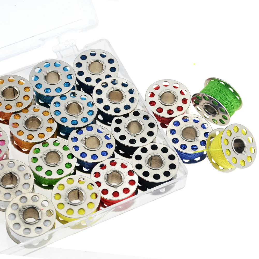 

20 шт., металлические зеркальные катушки с цветной пластиковой коробкой для хранения швейных принадлежностей