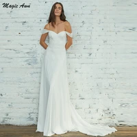 magic awn 2021 off the shoulder wedding dresses lace appliques bohemian beach a line mariage gowns customized abito da sposa