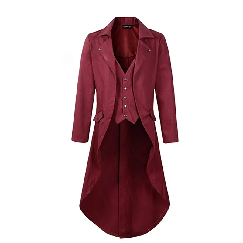 Мужской средневековый костюм викторианский стимпанк мужской смокинг Длинные