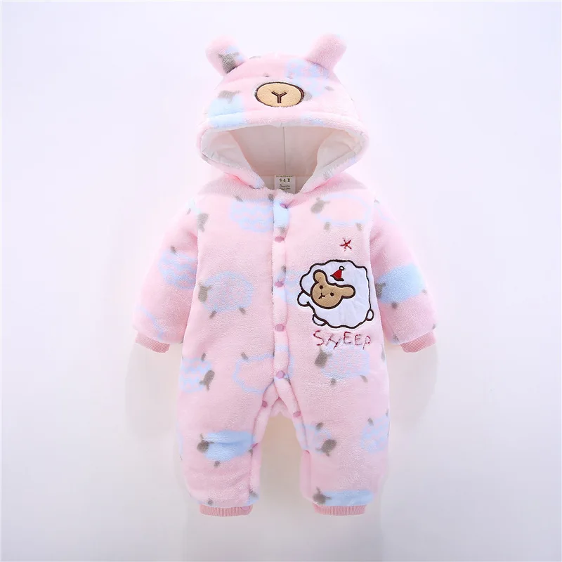 Baby Rompers Winter Warm Longsleeve Coral Fleece Newborn Boy Girl Clothes Infant Jumpsuit Animal Overall Pajamas | Детская одежда и