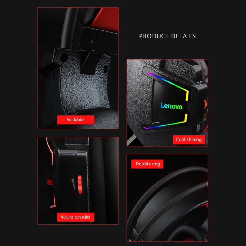 

NEW Lenovo HU85 Game Headphone USB2.0 Colorful With Mirphone Game Audio Volume Adjustment In Stock