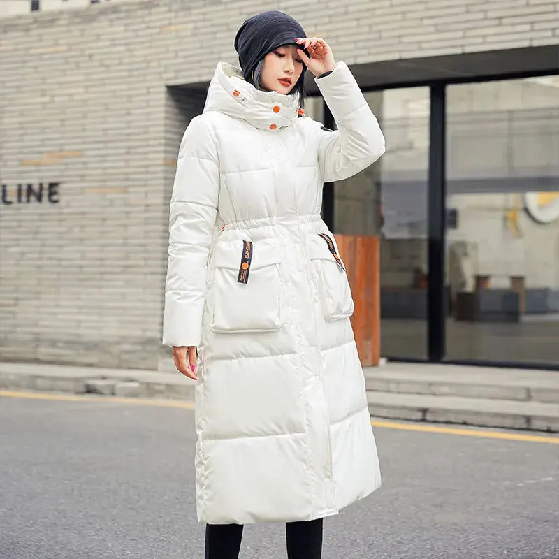

Парка женская зимняя пуховая средней длины, модный пуховик с капюшоном, пуховик на белом утином пуху, теплая блестящая верхняя одежда