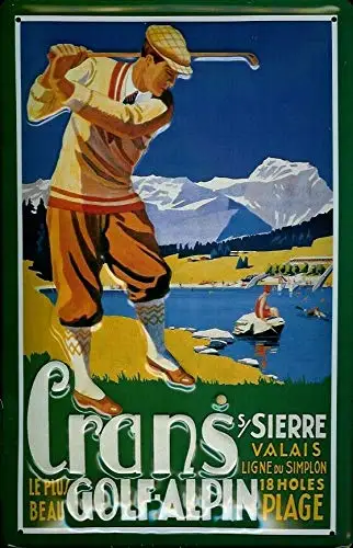 

Cranss Golf Alpine Theme Metal Tin Sign 8x12 Inch Home Kitchen Travel Decor Retro Tin Sign