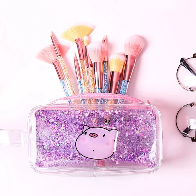 

New Quicksand Cosmetic Bag Fashion Holographic Pencil Case Cosmetic Makeup Pouch Laser Zipper Purse Bag Toiletry Cases