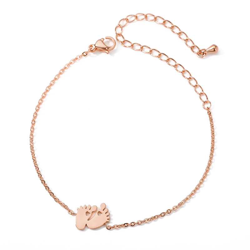 

Small Footprints Bracelet For Women Baby Rose Gold Silver Color Feet Female Charm Chain Bracelet Fashion Jewelry Gift BFF