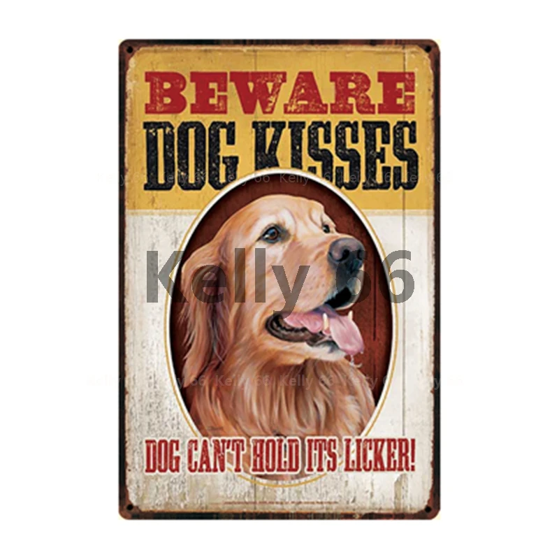 Металлический предупредительный знак Kelly66 Правила собаки поцелуй 20 х30 см | Дом и