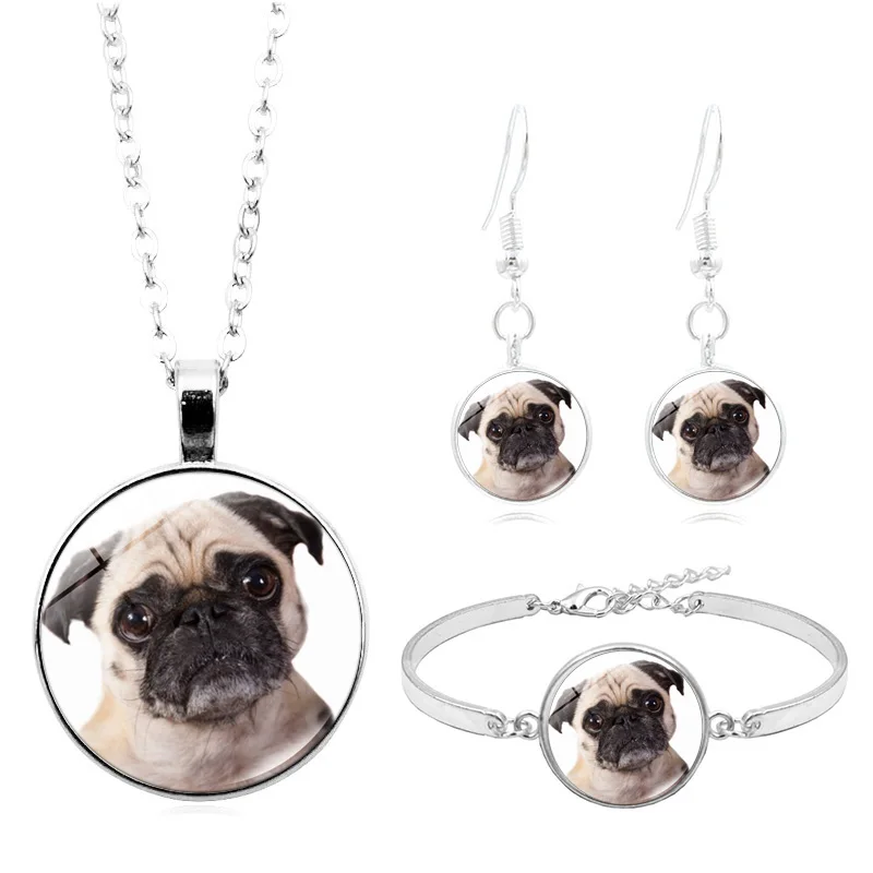 Изображением симпатичного мопса или кабошон с фото стекло комплект ювелирных