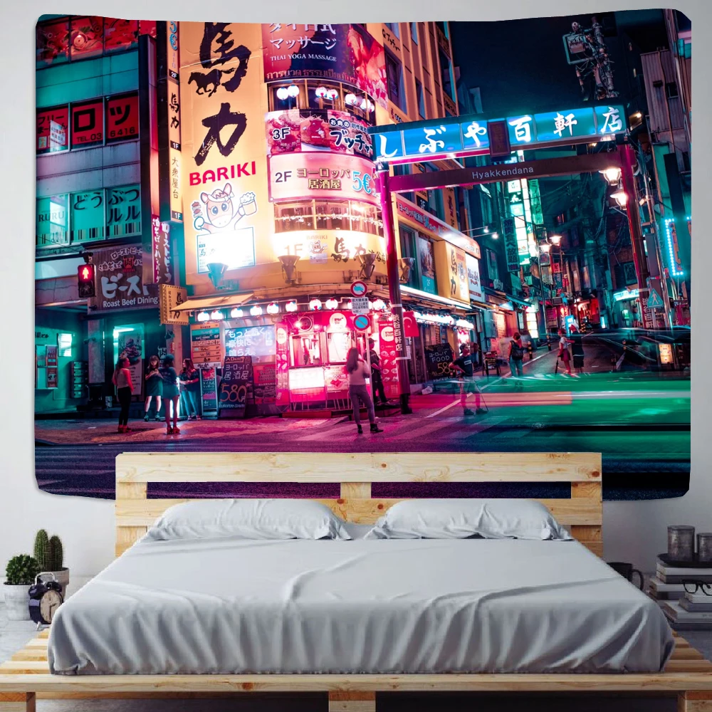 Япония Токийский город ночь семейное общежитие покрывало матрас ведьмахство