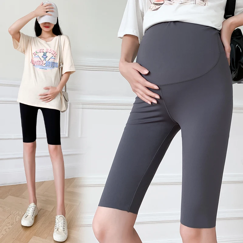 Seamless Stretchy Maternity Yogic Shorts Women's Maternity Yoga Shorts Over The Belly Bump Workout Active Short Pants Skinny