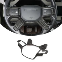 real carbon fiber car steering wheel frame trim cover interior sticker fit for land rover defender 2020 2021