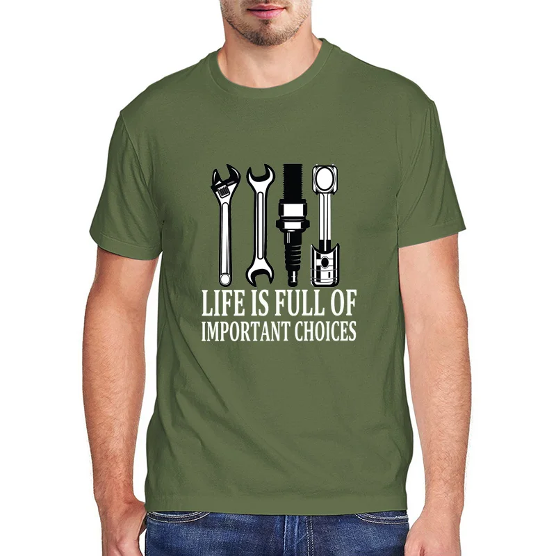 Забавные футболки с механическими инструментами Мужская одежда полный важный