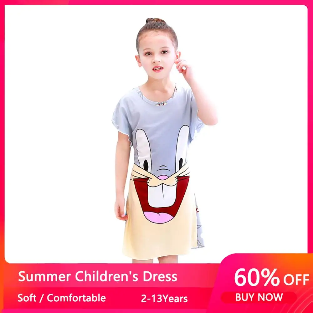 Новинка лета 2021 Детские платья для девочек одежда сна с милым принтом пижама
