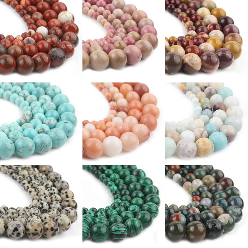 

2-8mm Natural Stone Beads 21 Style Rhodonite Mookatite Garnet Agates Round Mineral Beads for Jewelry Making DIY Bracelet 15''
