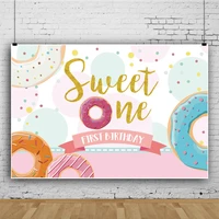 laeacco sweet one baby first birthday donuts colored dots photography background customized poster baby portrait photo backdrops