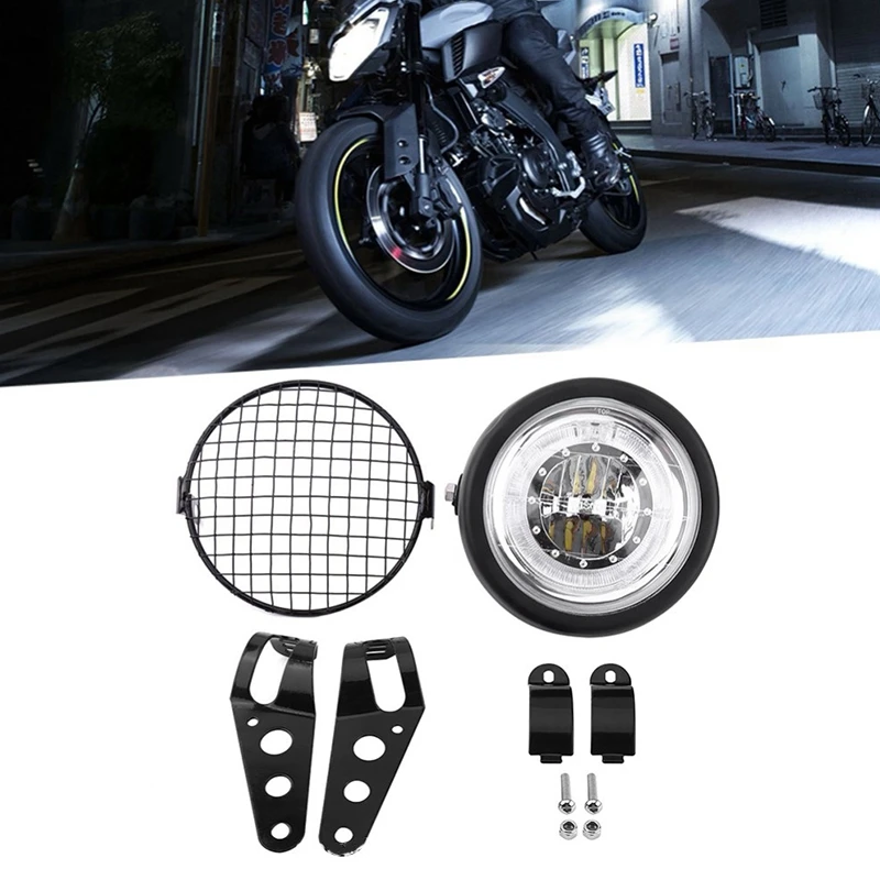 Универсальная передняя фара мотоцикла 6 5 дюйма + сетчатый абажур для CG125 GN125 Cafe Racer