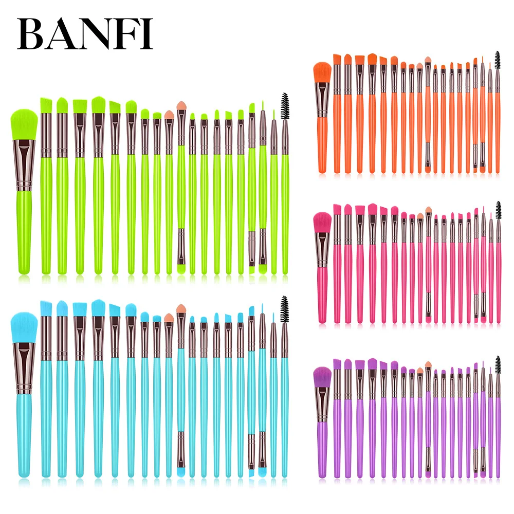 

BANFI 20 Pieces Fashion Makeup Brush Set Color Eyeshadow Solid Brush Professional Concealer Cosmetic Eyebrow Eyelash Beauty Tool