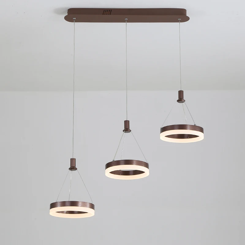 Round Brown Современные светодиодные подвесные светильники для кухни, столовой, кровати, комнаты, подвесные светильники, блестящий металлический+ акриловый подвесной светильник, подвесной светильник - Цвет корпуса: Round Brown