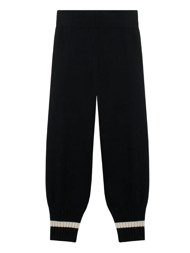 

Loose High Waist Outerwear Women 2019 Autumn and Winter New Drooping Wide-Leg Pants Knitted Trousers Ankle-Tied