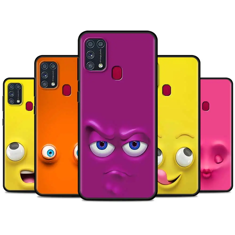 

Funny Smiling Face Phone Case For Samsung Galaxy F62 F52 5G F41 F22 F12 M62 M42 M32 M21 M31 M30s M51 M31s M11 M01 M10 Cover Capa