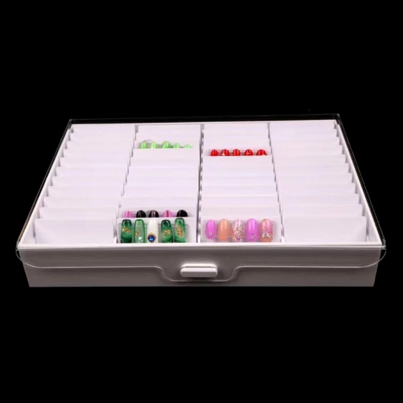 

Clear Jewelry Box Compartments Organizer Nail Art Storage Case Salon Tools