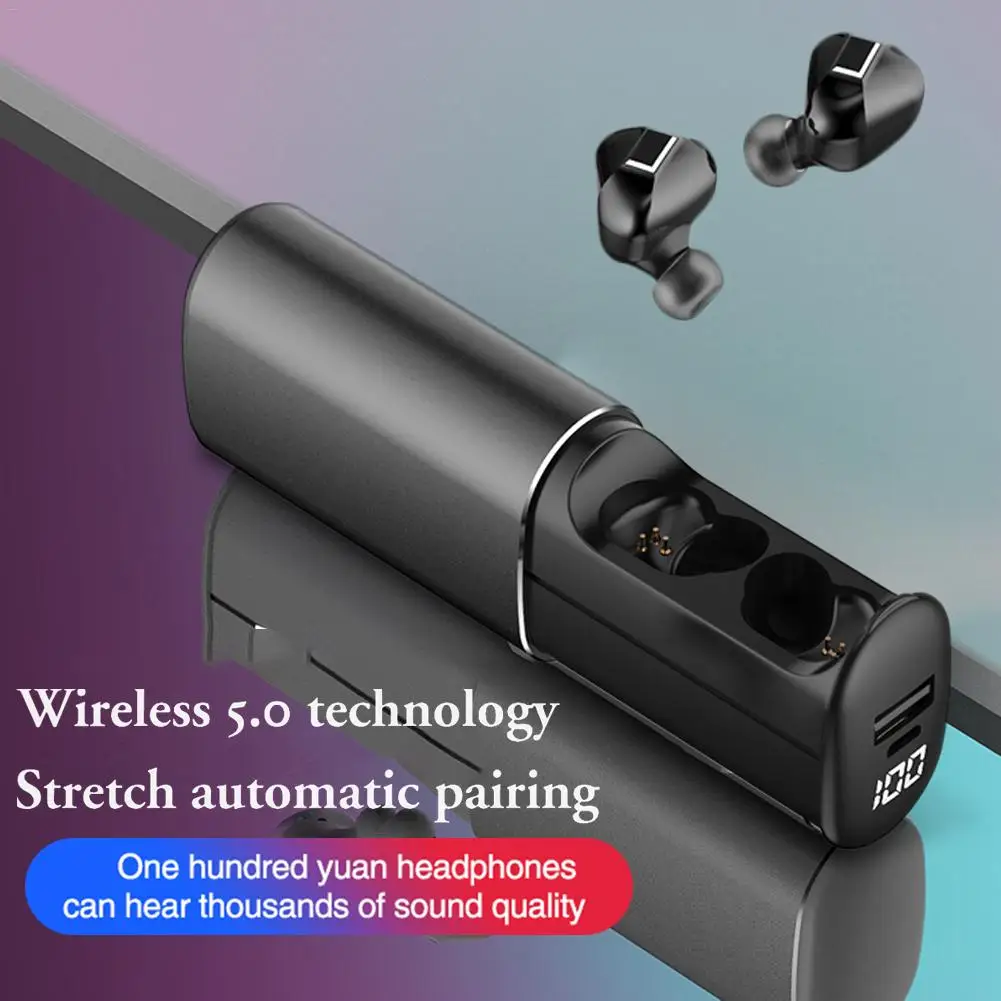 T60 настоящая Беспроводная гарнитура Bluetooth 5 0 наушники с цифровым дисплеем 2600 мА/ч