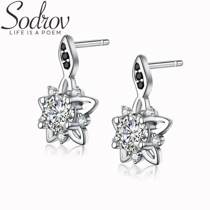 Серьги-гвоздики женские из серебра 1 8 пробы черного и белого цвета | Украшения