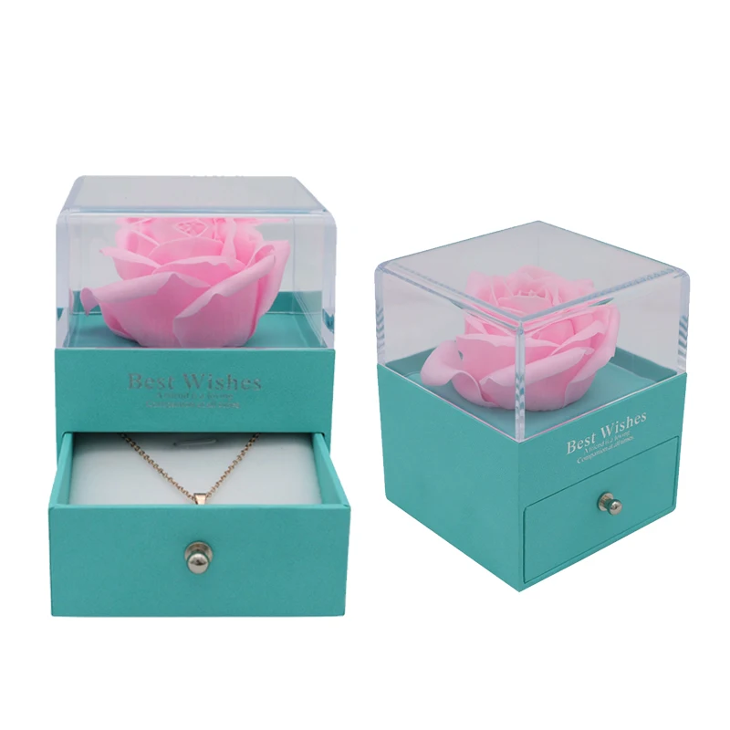 1 шт. Персонализированная оригинальная розовая роза коробка для колец