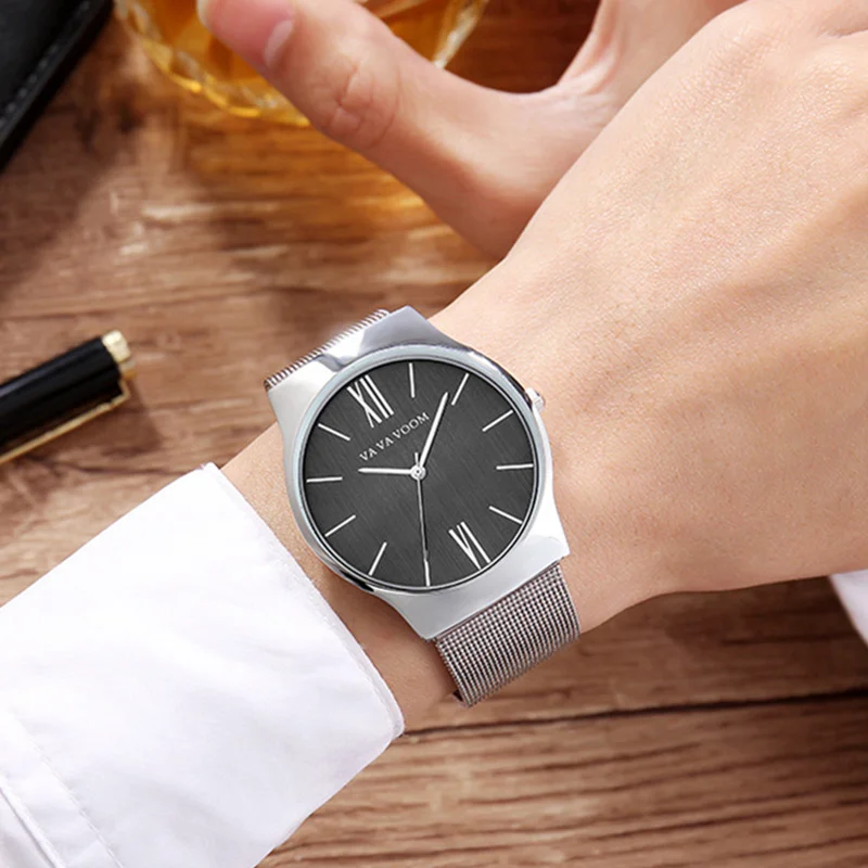 Часы наручные мужские с календарем и браслетом из нержавеющей стали | Наручные