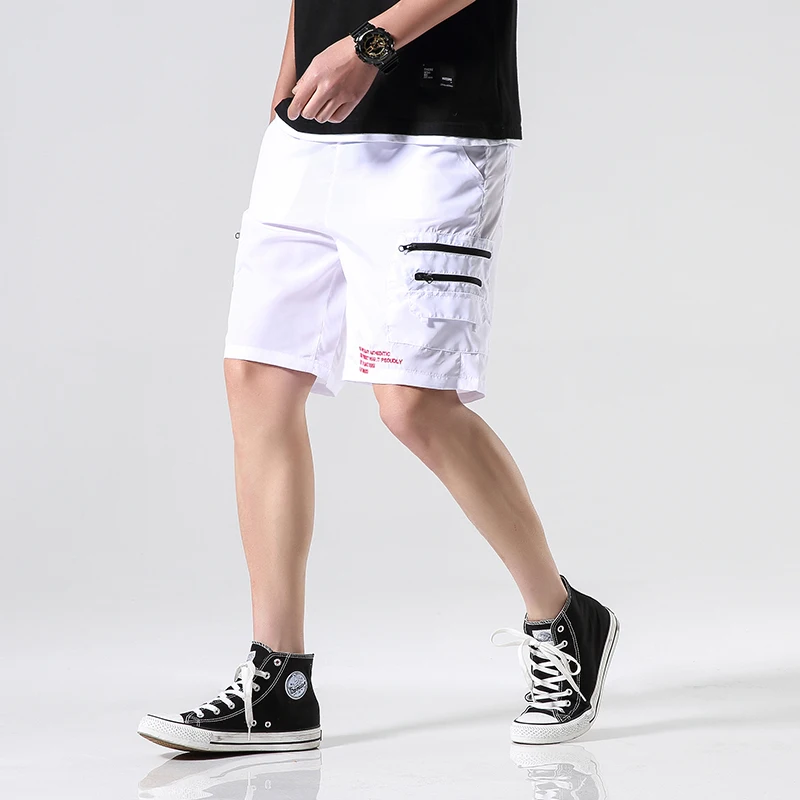 

2021 New Men Streetwear Joggers Shorts Hip Hop Mens Harajuku Zipper Shorts Summer Male Casual Elastic Waist Sweat Shorts