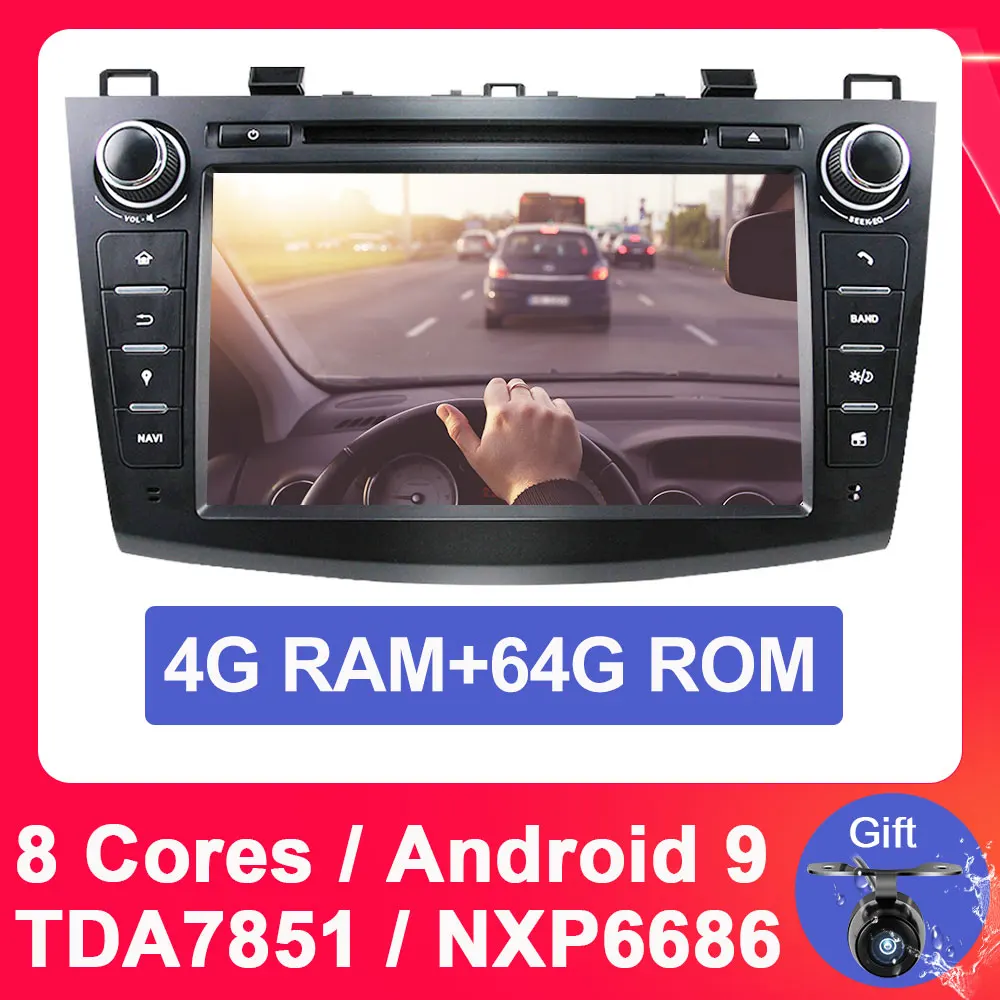 PX5 4G 64G Eunavi Android 9 Car DVD for MAZDA 3 2007-2012 2 din Multimedia radio stereo player gps navigation 1024*600 HD dsp Octa core - Цвет: PX5 4G 64G