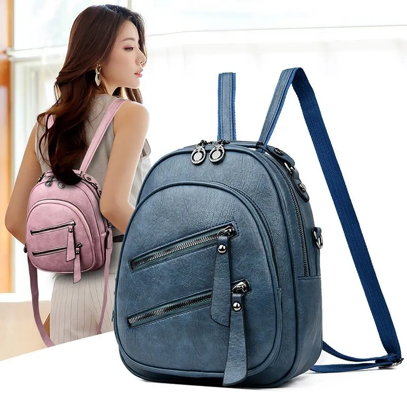 Многофункциональный кожаный рюкзак для девочек школьная сумка женские кожаные