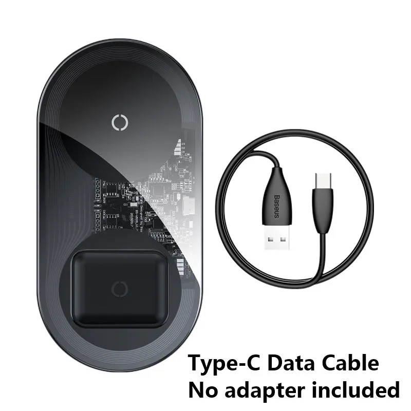 Беспроводное зарядное устройство Baseus Qi для Airpods iPhone 11 Pro Max Xs X Dual 15 Вт быстрая Беспроводная зарядка для samsung индукционное зарядное устройство - Цвет: Transparent