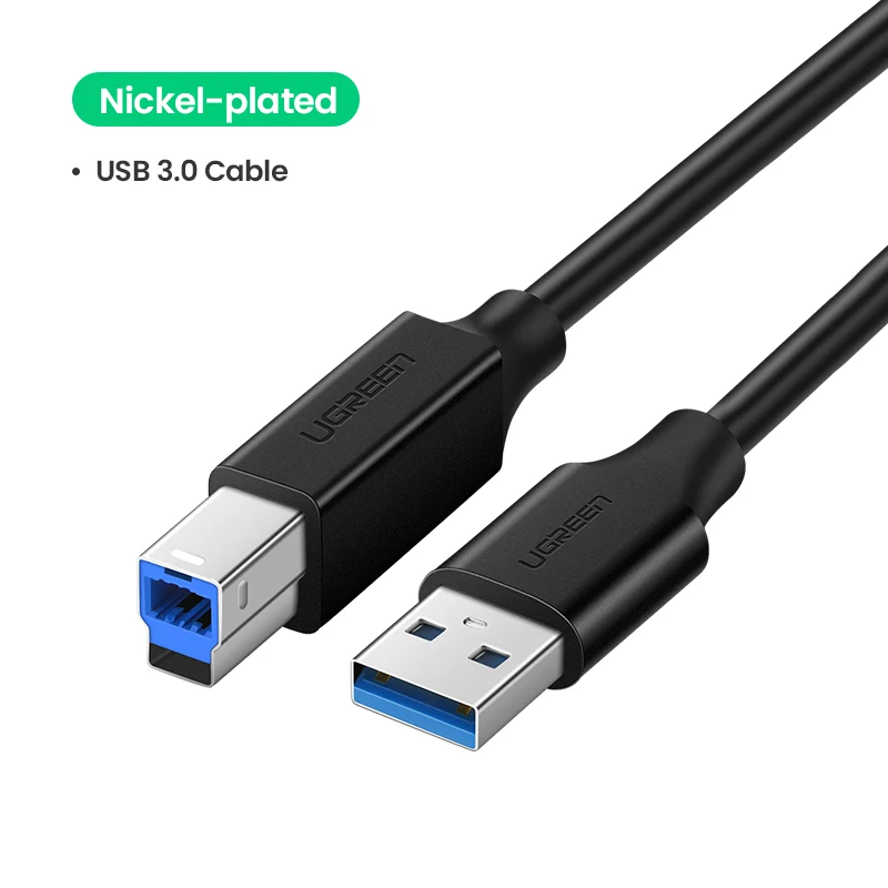 Ugreen USB кабель USB для принтера Тип B папа-папа USB 3,0 2,0 кабель для Canon Epson hp ZJiang принтер этикеток ЦАП USB принтер - Цвет: Nickel USB 3.0